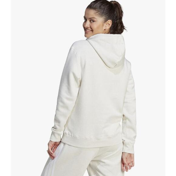 Adidas‎ Essentials Big Logo Regular Fleece Off-White Melange Hoodie Size Large - Picture 2 of 9